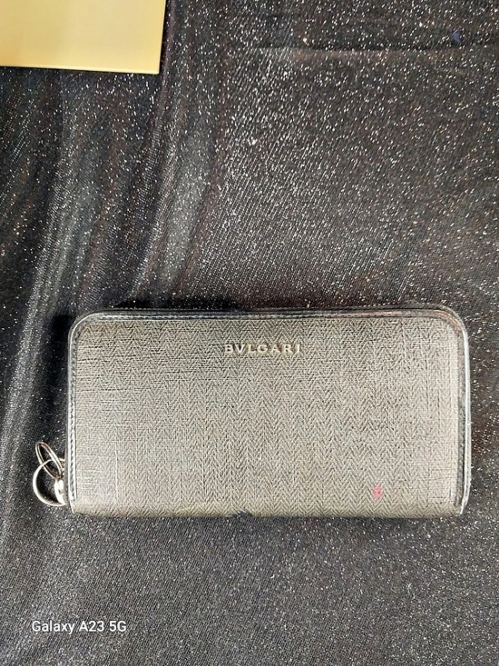 Vintage Bvlgari Weekend Zip Around Long Wallet Gray & Black Silver Hardware